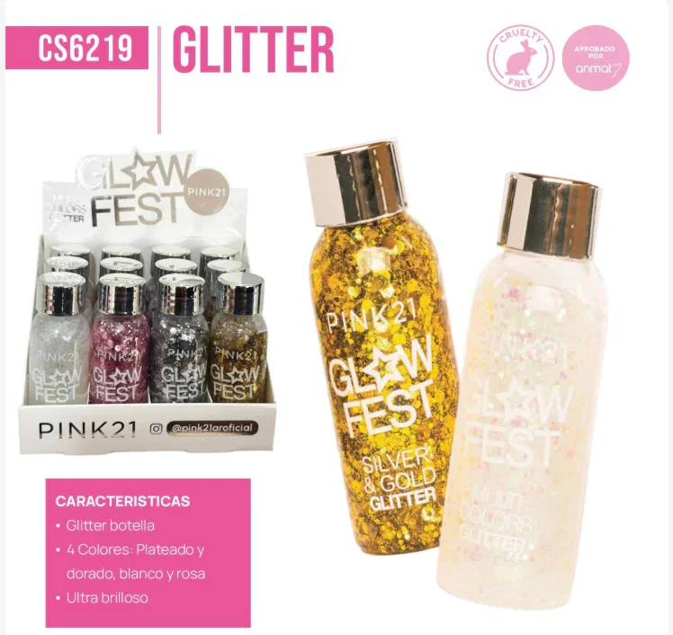 PINK21 GLITTER EN GEL