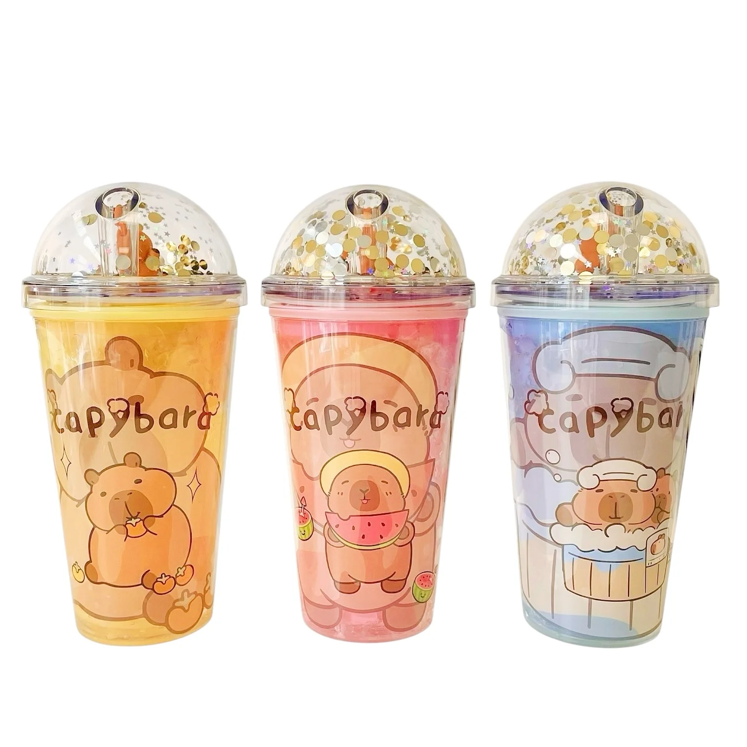 VASO BRILLO CAPIBARA C/ SORBETE 450ML ZSB-020522