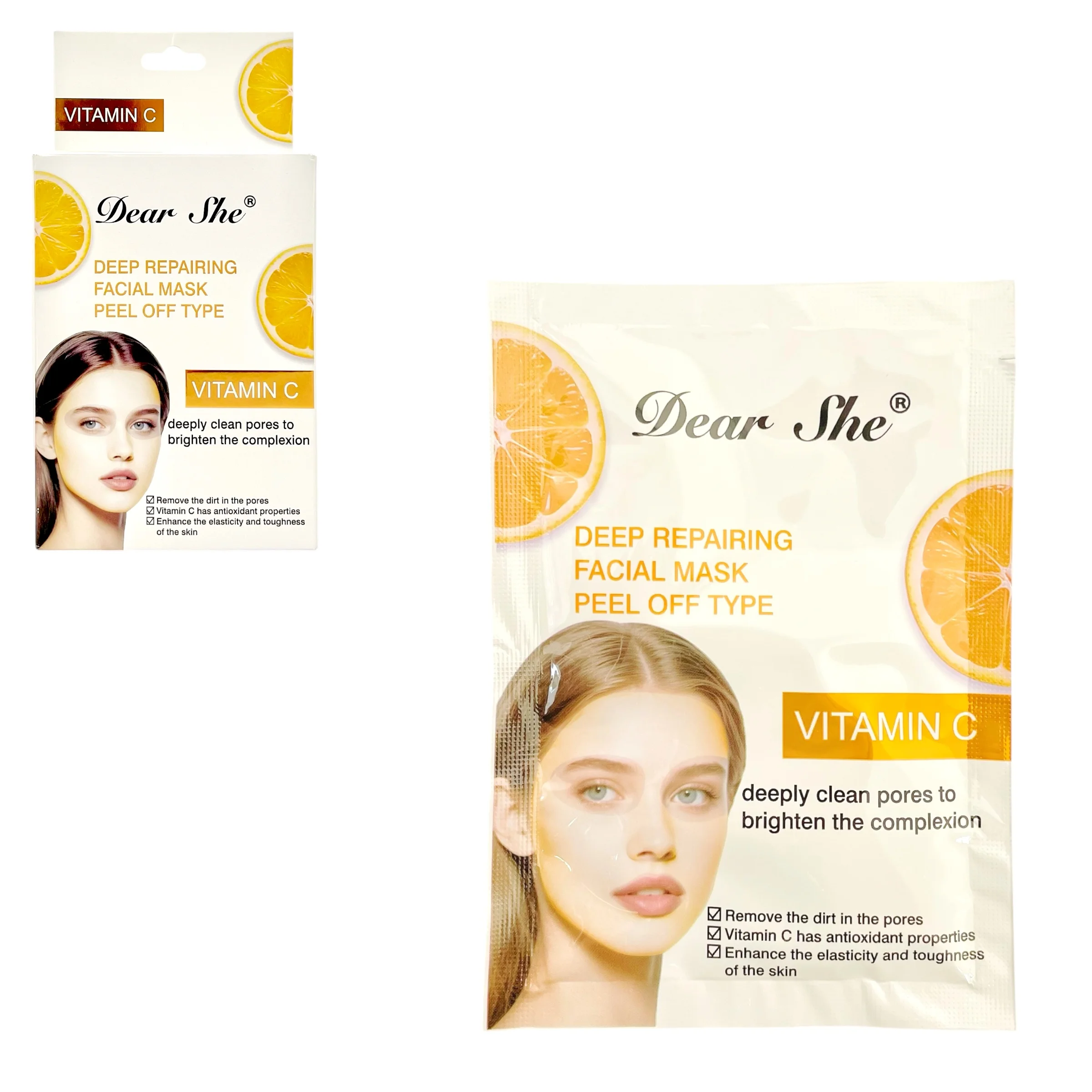DEAR SHE MASCARILLA FACIAL C/ VITAMINA C 10PCS