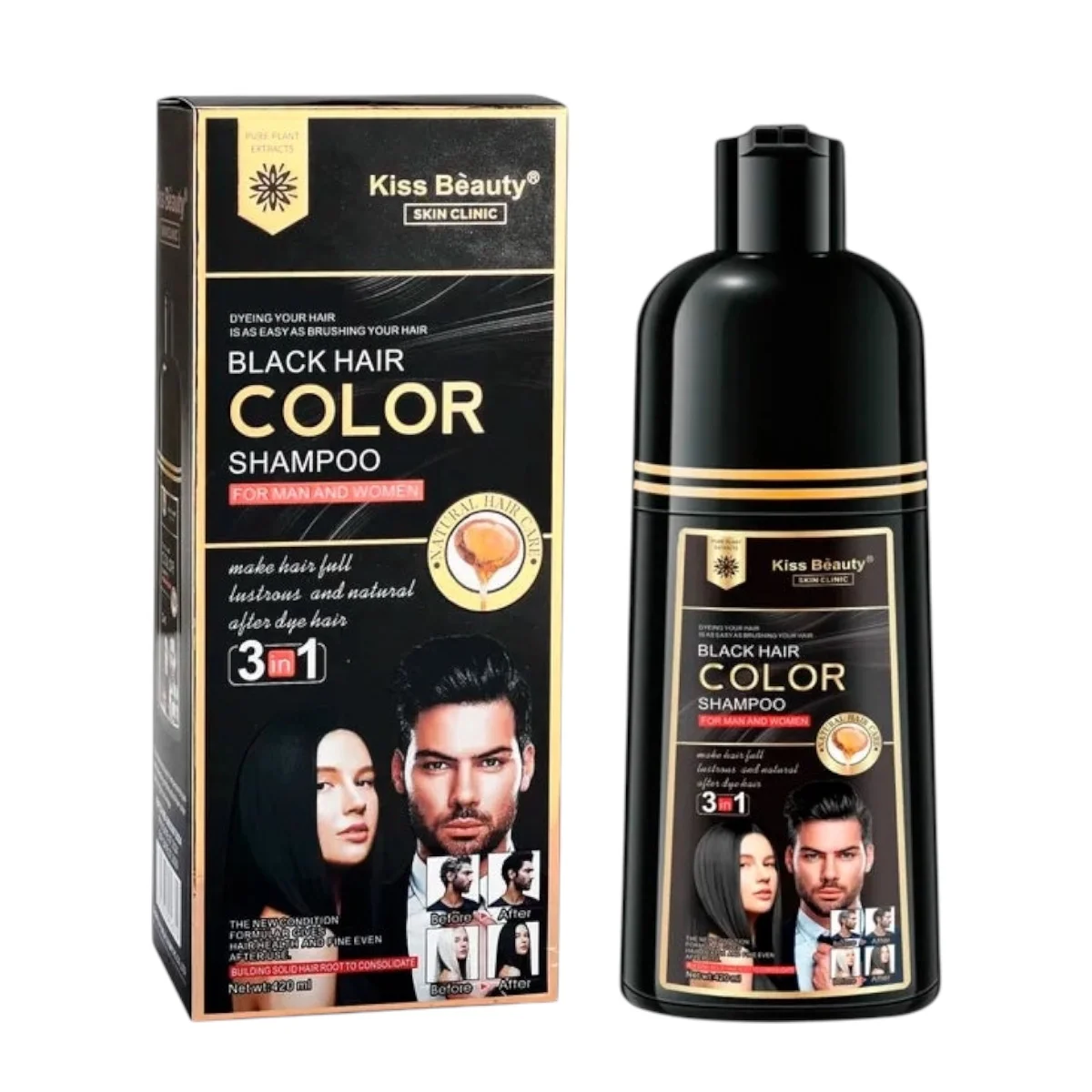 KISS BEAUTY SHAMPOO MATIZAD 3EN1 COLOR BLACK -07A