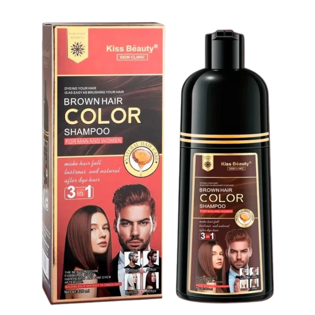 KISS BEAUTY SHAMPOO MATIZAD 3EN1 COLOR BROWN -07B