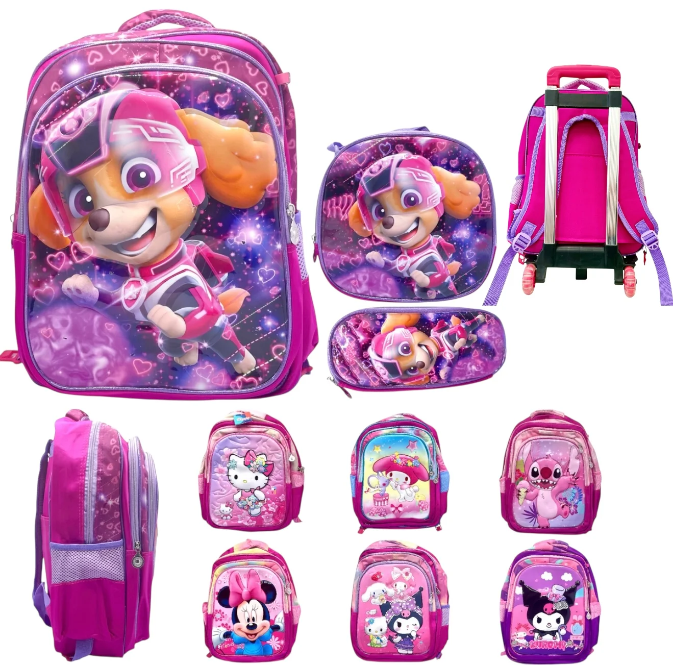 SET MOCHILA NIÑA 3 CIERRES