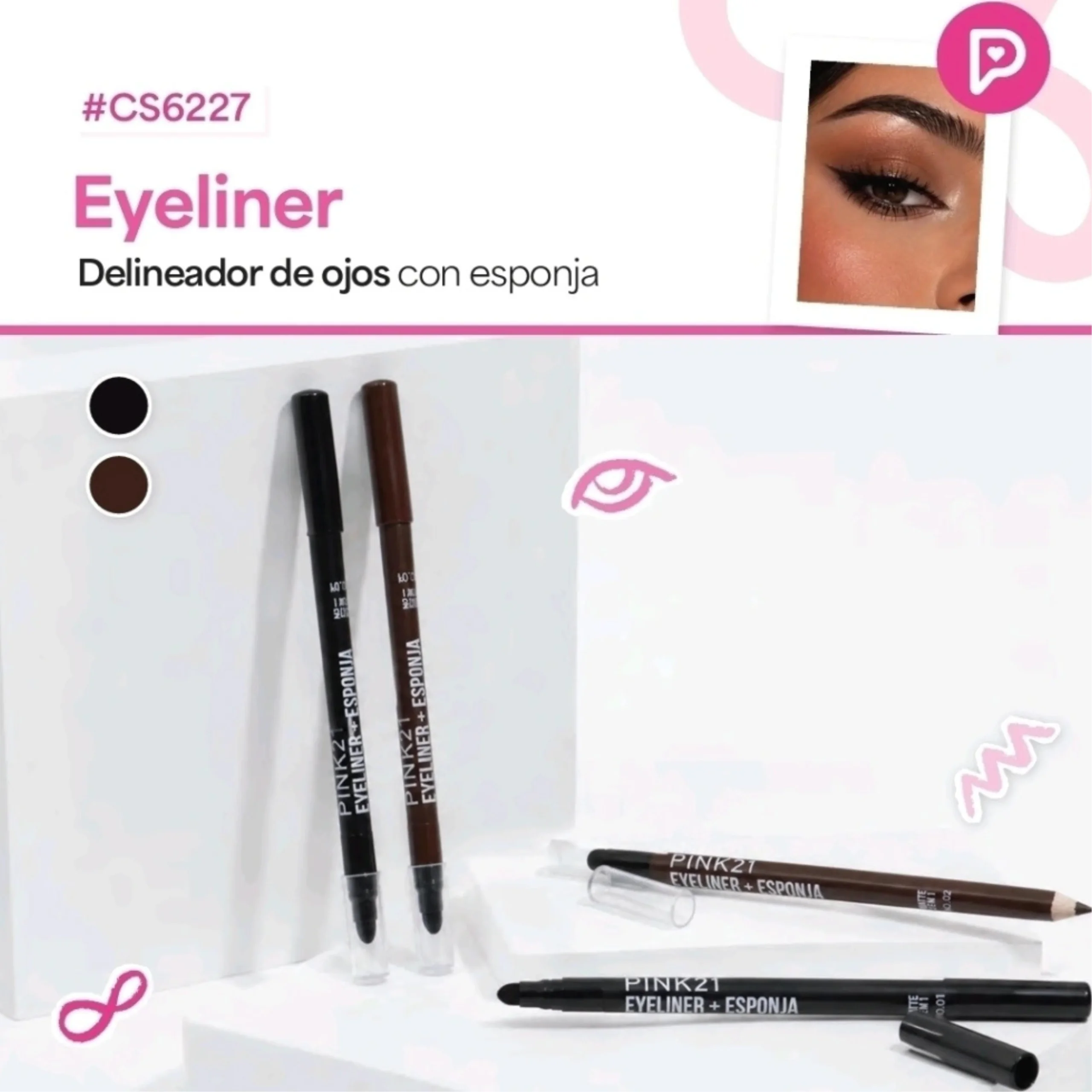 PINK 21 DELINEADOR DE OJOS C/ESPONJA
