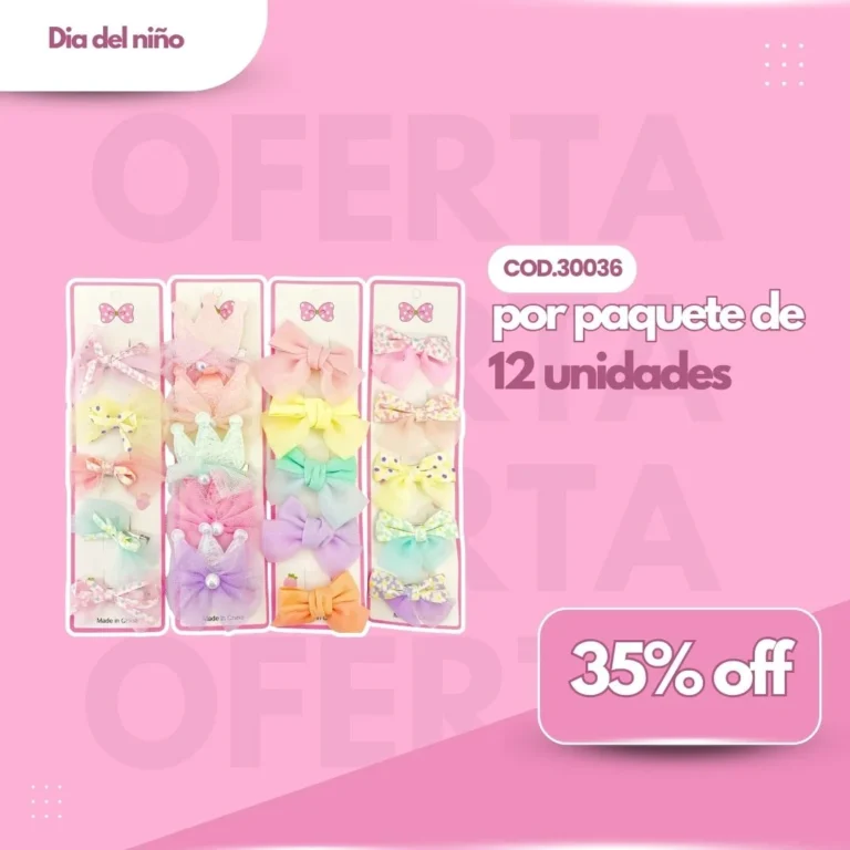 PROMO PAQ. BLISTER HEBILLAS MOÑO TUL X5PCS COD.