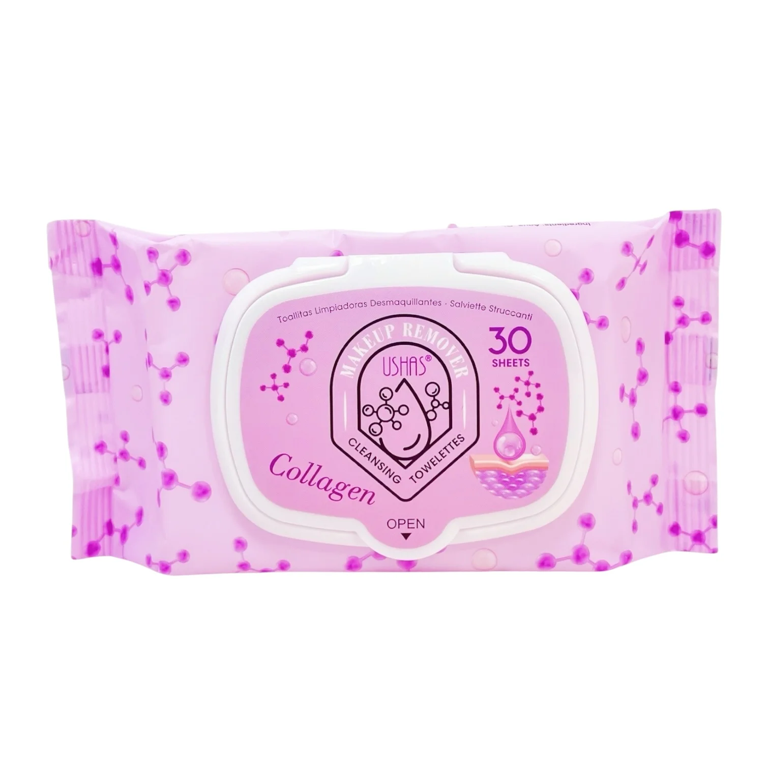 USHAS TOALLITAS DESMAQUILLANTE COLLAGEN 30und.